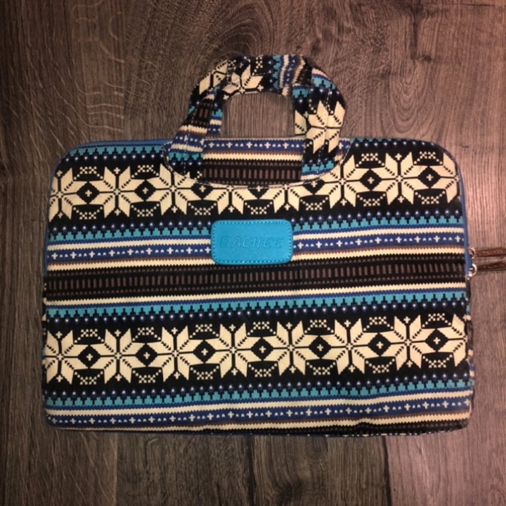 Dachee Laptop Bag Carrier Handbag Turquoise Brown